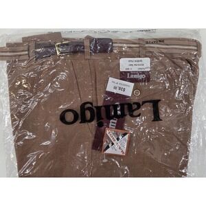 VTG Lamigo Trousers Mens 34 Brown Polyester Ban Rol Belted Retro Dead Stock 70s